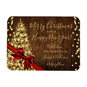 Rustic Gold Merry Christmas Non Photo Glitter Magnet
