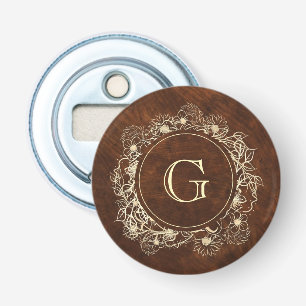 Rustic Gold Monogram Wedding Bottle Opener