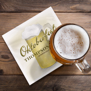Rustic Gold Oktoberfest Watercolor Simple Beer  Napkin