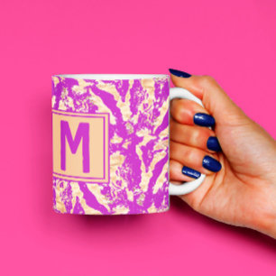 Rustic Gold on purple Marble Chic Custom Monogram Coffee Mug