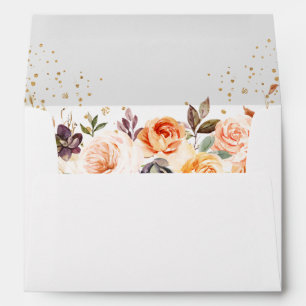 Rustic Gold Orange Autumn Floral 5x7 Envelope