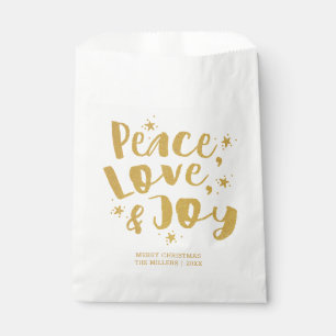 Rustic Gold Peace Love & Joy Holiday Christmas Favour Bags