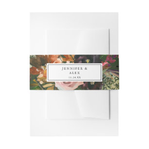 Rustic Gold, Purple & Blush Pink Floral 2 v2 Green Invitation Belly Band