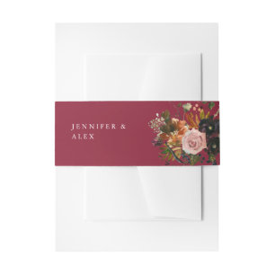 Rustic Gold, Purple & Blush Pink Floral 4 v2 Berry Invitation Belly Band