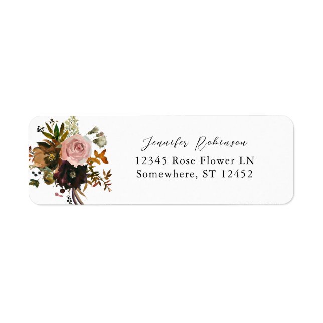 Rustic Gold, Purple & Pink Floral 3 Return Address (Front)