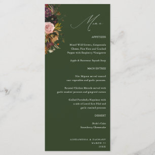Rustic Gold, Purple, & Pink Floral 4 Green Tall Menu