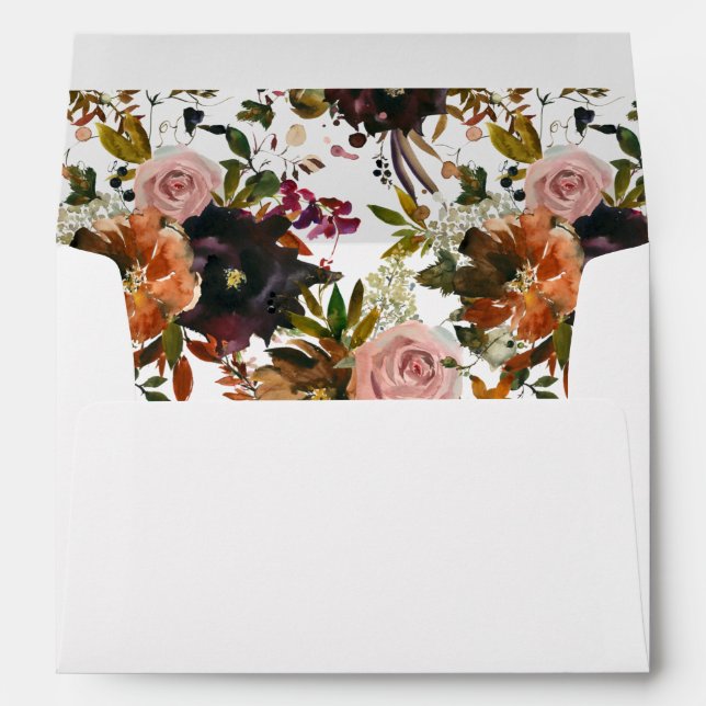 Rustic Gold, Purple, & Pink Floral Envelope (Back (Bottom))