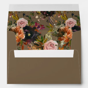 Rustic Gold, Purple, & Pink Floral V2- Taupe Envelope