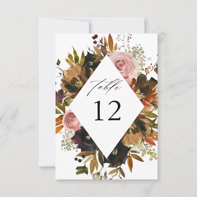 Rustic Gold, Purple,& Pink Floral W Table Numbers (Front)