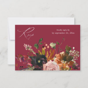 Rustic Gold, Purple & Pink Floral with Meal V2- BE RSVP Card