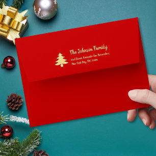 Rustic Gold Red Christmas Party Holiday Mailing Envelope