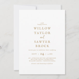 Rustic Gold Script Bold Names Wedding Invitation