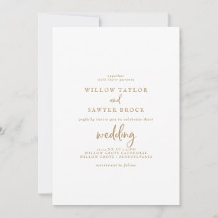 Rustic Gold Script Casual Couple & Parents Wedding Invitation