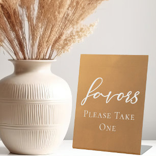 Rustic Gold Script Fall Wedding Party Favours Pedestal Sign