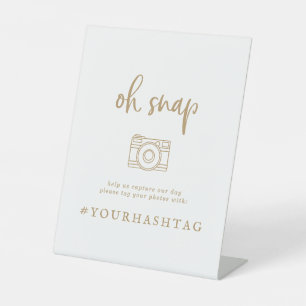 Rustic Gold Script Oh Snap Wedding Hashtag Sign