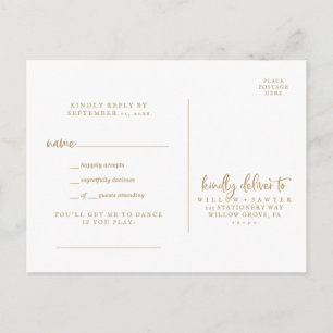 Rustic Gold Script Song Request RSVP Postcard