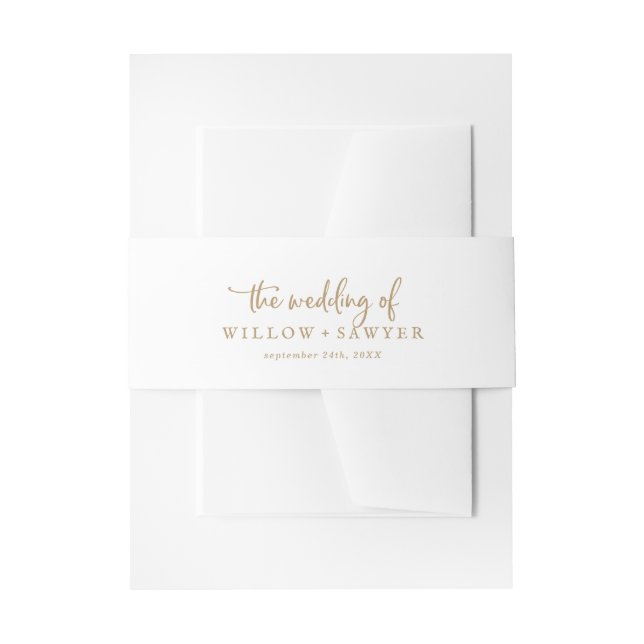 Rustic Gold Script The Wedding Of Invitation Belly Band (Front Example)