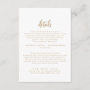 Rustic Gold Script Wedding Details Enclosure Card