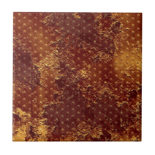 Rustic Gold Stars Pattern Tile (Front)