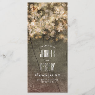 Rustic Gold String Lights Wedding Programs Programme