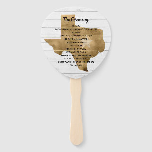Rustic Gold Texas Wedding Program Fan