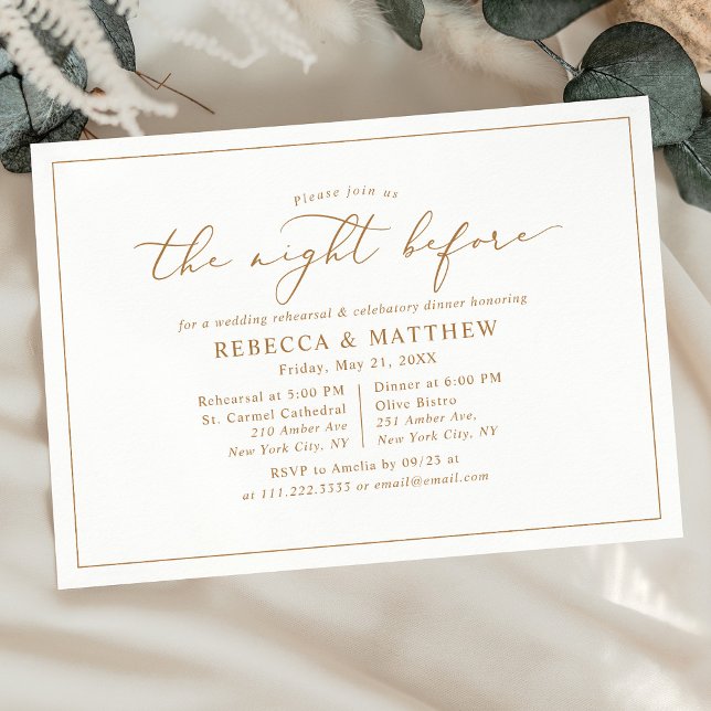 Rustic Gold The Night Before Rehearsal Dinner Invitation (Creator Uploaded)