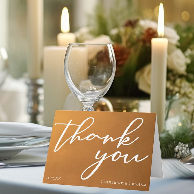 Rustic Gold Typography Autumn Wedding Thank You Card (Creator Uploaded)