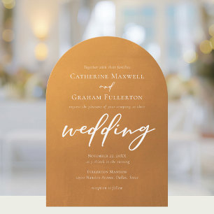 Rustic Gold Typography Elegant Boho Arch Wedding Invitation