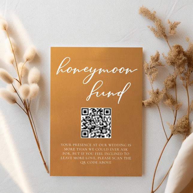 Rustic Gold Typography Fall Wedding Honeymoon Fund Enclosure Card (Creator Uploaded)