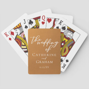 Rustic Gold Typography Personalised Wedding Playing Cards