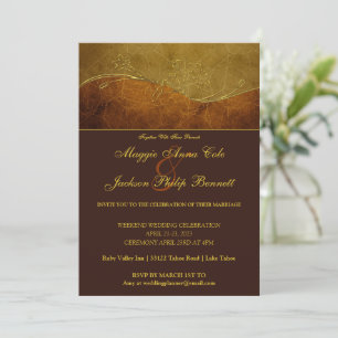 Rustic Gold Wedding Invitation
