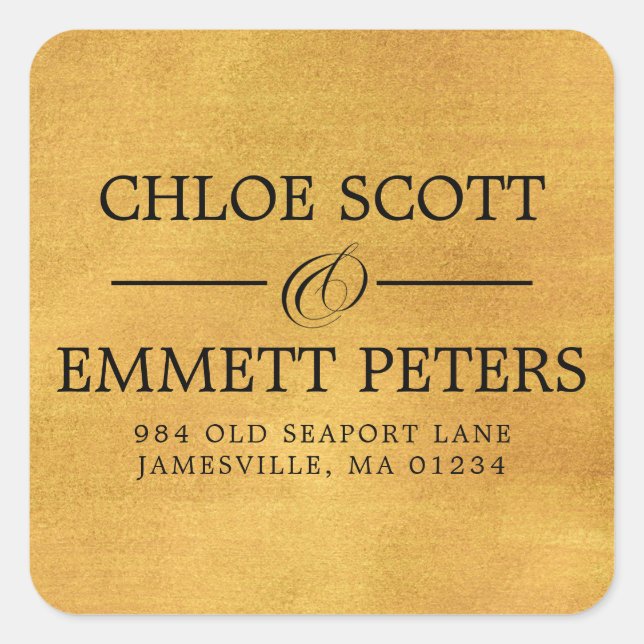 Rustic Gold Wedding Return Address Label (Front)