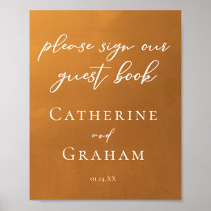 Rustic Gold Wedding Sign Our Guest Book Poster