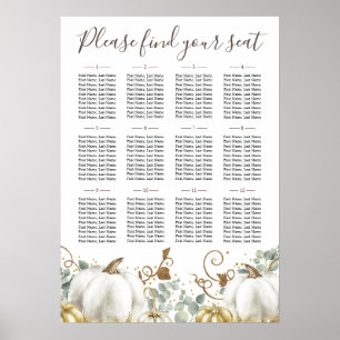Rustic Gold White Pumpkins Wedding Seating Chart