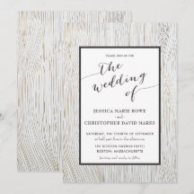 Rustic Gold Wood Grain Wedding Invitation