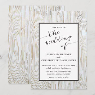 Rustic Gold Wood Grain Wedding Invitation
