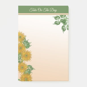 Rustic Golden Flowers, Greenery, and Leaves Border Post-it Notes