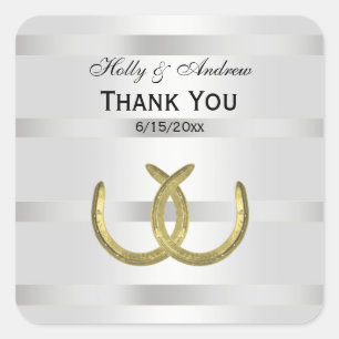 Rustic Golden Horseshoes Silver Wht envelope seals