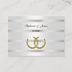 Rustic Golden Horseshoes Silver Wht Escort Cards