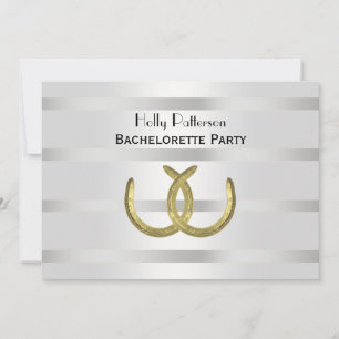 Rustic Golden Horseshoes Silver Wht H Bachelorette Invitation