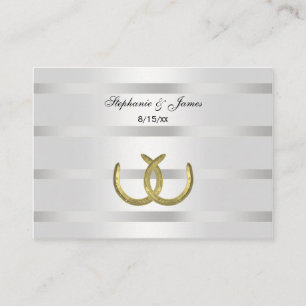 Rustic Golden Horseshoes Silver Wht Place Cards