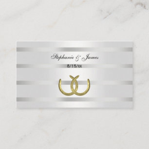 Rustic Golden Horseshoes Silver Wht Place Cards