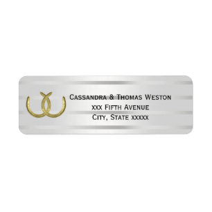Rustic Golden Horseshoes Silver Wht Return Address