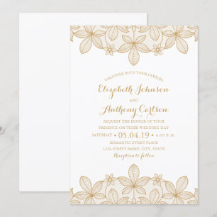 Rustic Golden Lace Luxury Elegant Wedding Invitation