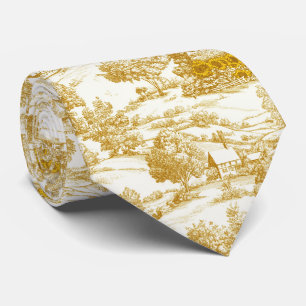 Rustic Golden Sunflower Homestead Toile Pattern Tie