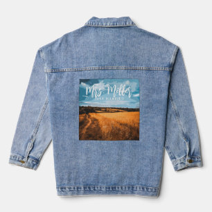 Rustic Golden Wheat Summer Country Sunlit Nature Denim Jacket