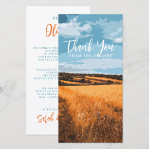 Rustic Golden Wheat Sunlit Country Road Summer Thank You Card