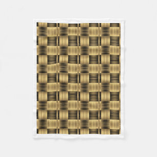 Rustic Golden Woven Basketweave Pattern Fleece Bla Blanket