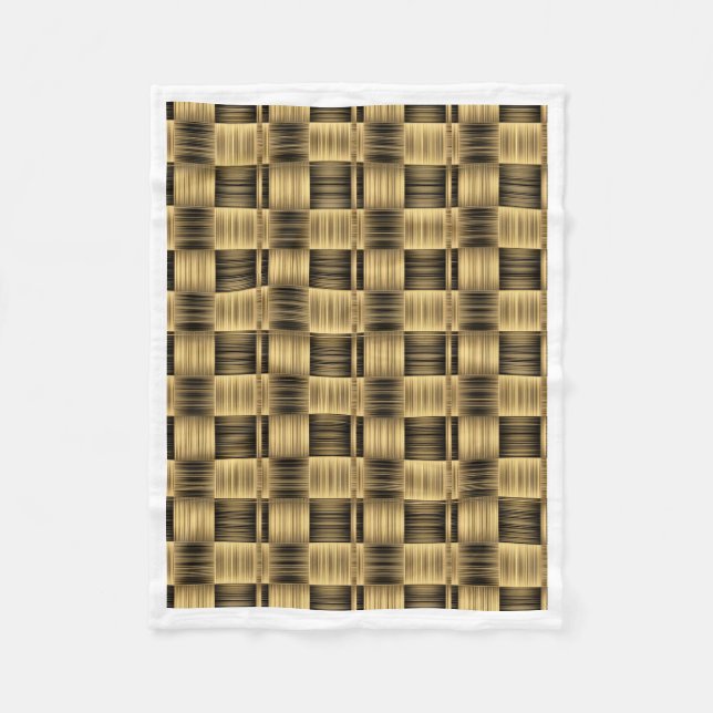 Rustic Golden Woven Basketweave Pattern Fleece Bla Blanket (Front)