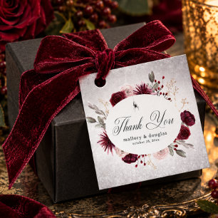 Rustic Gothic Black & Burgundy Halloween Wedding Favour Tags